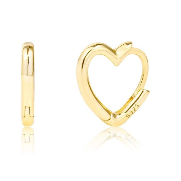 NWT Wool + Pepper Co. 14K Gold Plated Heart Huggie Earrings